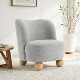 Contemporary Style 1pc Accent Chair Upholstered In Boucle Fabric Ball Feet Curve back Gray Finish Primary Living Room