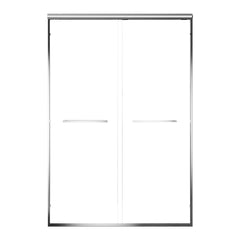 56"-60" W x 72" H Chrome Aluminum Frame Double Sliding Shower Door with 1/4" (6mm) Nano-Coated Clear Tempered Glass and Dual Stainless Steel Handles