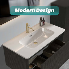 BB0436Y301, Integrated white ceramic basin, drain assembly NOT included