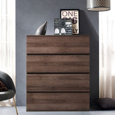 Liv Four-Drawer Contemporary Wood Chest in Walnut Brown