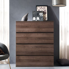 Liv Four-Drawer Contemporary Wood Chest in Walnut Brown
