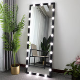 Hollywood Full Length Mirror with Lights Full Body Vanity Mirror with 3 Color Modes Lighted Standing Floor Mirror for Dressing Room Bedroom Wall Mounted Touch Control Black 63x24inch