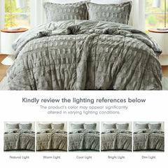 2 PCS Twin/Twin XL Solid Faux Fur Comforter Mini Set Gray