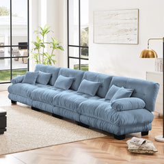 4-Seater Sectional Sofa Modular Deep Seat Sofa Couch , Chenille Sofa Comfy Upholstered Sofa for Living Room, Apartment, Studio, Office,Chenille Blue