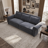 Chesterfield Sofa,93.7" King Pull Out Sofa Bed,3-in-1 Velvet Convertible Sleeper Sofa with Nailhead Trim & Rolled Arm,Multi-Functional Sofa Bed for Living Room,Bedroom,Grey