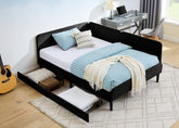 Full Size Upholstered Platform Bed Frame with 2 Storage Drawers, Adjustable Velvet Sofa Bed, Black