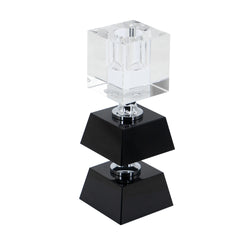 2.4x2.4x5.9" Black and Clear Two Tiered Square Candle Holder