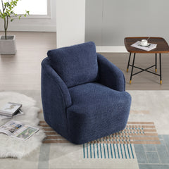 30.3"W Boucle Upholstered Swivel Accent Barrel Chair and Comfy Round Accent Single Sofa Chair, 360 Degree Club Bucket Chair, Lounge Armchair for Living Room Bedroom Nursery. Navy