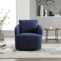 30.3"W Boucle Upholstered Swivel Accent Barrel Chair and Comfy Round Accent Single Sofa Chair, 360 Degree Club Bucket Chair, Lounge Armchair for Living Room Bedroom Nursery. Navy