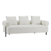 78" Modern 3-Seater Beige Upholstered Sofa, Oversized Comfy Couch with 3 Plush Pillows for Living Room, Bedroom, Apartment