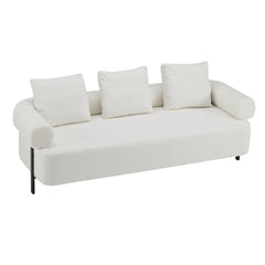 78" Modern 3-Seater Beige Upholstered Sofa, Oversized Comfy Couch with 3 Plush Pillows for Living Room, Bedroom, Apartment