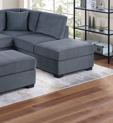 Contemporary Sectional Sofa Set Reversible L/R Chaise Sofa Dark Gray Corduroy Upholstered Pillows Living Room Furniture