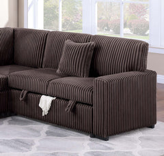 Modern Style Soft Textured 3pc Convertible Sectional Reversible Storage Pull Out Bed USB Port Chocolate Finish Primary Living Room Pillow Included
