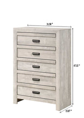 1pc Contemporary Chest Five Storage Drawers Rustic Beige Gray Finish Bedroom Wooden Furniture