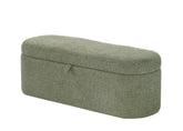 1pc Stylish Functional Storage Bench Spacious Hidden Compartment Cushioned Seat Sturdy Wooden Frame Fabric Upholstery Bedroom Entryway Living Spaces Green Tweed