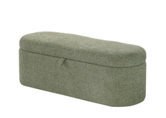 1pc Stylish Functional Storage Bench Spacious Hidden Compartment Cushioned Seat Sturdy Wooden Frame Fabric Upholstery Bedroom Entryway Living Spaces Green Tweed