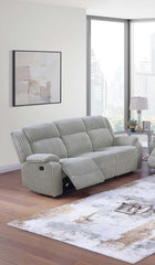 1pc Motion Sofa Ash Color Fur Like Corduroy Living Room Reclining Couch Plush Textured Seat