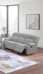 1pc Motion Sofa Ash Color Fur Like Corduroy Living Room Reclining Couch Plush Textured Seat