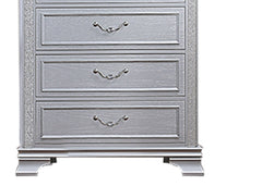Elegance Gray Finish 5-Drawers Chest Contemporary 1pc Chest Pull Handles and crystal Knobs Bedroom