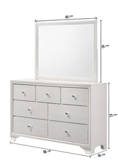 1pc Modern Glam Style White Finish Glam Seven Drawer Dresser Embossed Crocodile Pattern Wooden Bedroom Furniture