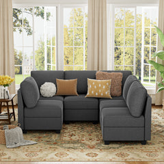 Modular Sectional Sofa with Storage Seat Upgrade Convertible Sofa Couch for Living Room/Deep 27'' Ottoman/Memory Foam Cushion