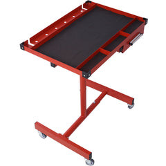Adjustable Tear Down Work Table with Drawer for Garages, Repair Shops, and DIY, Portable, (4) 2.5" Swivel Casters, 220 Pound Capacity, Rubber Corners, Heavy Duty Steel,red