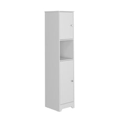 Double Door Cabinet 69" H, Four Interior Shelves, One Open Shelf, White