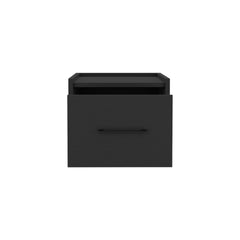 Floating Nightstand, Space-Saving Design with Handy Drawer and Surface, Black