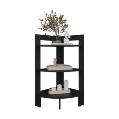Side Table 31.70" H, with 3 Shelves, 3 Legs, Black