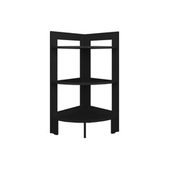 Side Table 31.70" H, with 3 Shelves, 3 Legs, Black