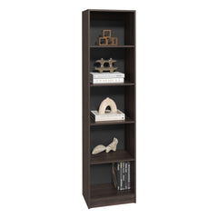 XS Bookcase Compact Bookshelf with Multiple Shelves, Dark Walnut / Black Wengue