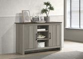 Nilda 47"W Gray Oak Console Table, Buffet Table, Sideboard with Shelves and Cabinet Doors