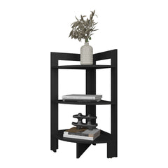 Gisela Corner Shelf With Three Shelves, Black