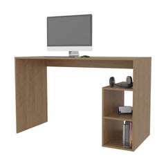 Sanders Computer Desk in Melamine with Open Storage, Natural Oak
