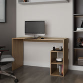 Sanders Computer Desk in Melamine with Open Storage, Natural Oak