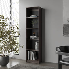 FM FURNITURE Beaver Balley Bookcase with Open Storage and 5 Shelves, Stained Walnut