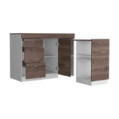 Joliet Kitchen Base Cabinet, Three Drawers, Two Interior Shelves, One Flexible Cabinet