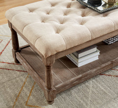 Rustic Style Bench With Bottom Open Storage And Button Tufted, Beige