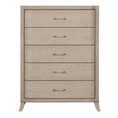 Transitional Style 1pc Chest English Dovetail Drawers Acrylic Handles Ball Bearing Glides Shelter Padded Headboard Natural Oak Finish Bedroom Furniture