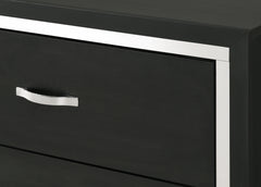 Modern 1pc Glam 2-Drawer Bedroom Nightstand Sleek Metal Handles Wooden Black Bedroom Furniture