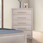 English Dovetail Drawers Chest 1pc White Oak Finish French Dovetail Back Felt Lined Top Drawer Transitional Bedroom Furniture