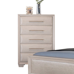 English Dovetail Drawers Chest 1pc White Oak Finish French Dovetail Back Felt Lined Top Drawer Transitional Bedroom Furniture