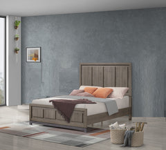 1pc Contemporary Queen Panel Bed Sleek Minimalist Design Soothing Grey Oak Finish