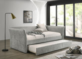 Transitional Style 1pc Twin Size Daybed w/ Trundle Flared Arms Mattress Ready Gray Finish Primary Living Room