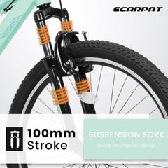A26208D Mountain Bike 24/26 Inch, High-Density Carbon Steel Frame, 21 Speed, Front Suspension, Dual V-Brakes, 80% Pre-Assembled for Men Women Teens