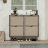 4 Door Shoe Rack, Freestanding Modern Shoe Storage Cabinet, for Entryway