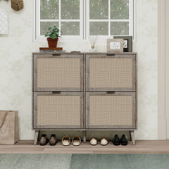 4 Door Shoe Rack, Freestanding Modern Shoe Storage Cabinet, for Entryway