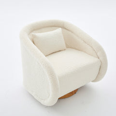 Swivel Accent Chair, 360-degree Swivel Barrel Chair with Teddy Upholstery, Comfy Pumpkin-Shaped Swivel Chair for Living Room, Bedroom, or Office