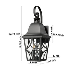 Outdoor Wall Light Fixtures, Waterproof Exterior Wall Sconce Porch Lights, Matte Black Outdoor Wall Lantern with Clear Glass, Outside Wall Mount Lighting for House, Garage, Front Door (2 pack)