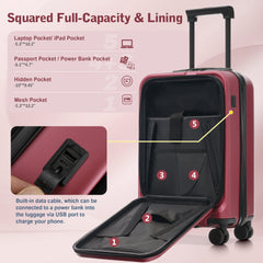Luggage Sets 5 Piece with Front Opening, Hardside Expandable Carry On Suitcase Set with Double Spinner Wheel, Lightweight Travel Luggage with USB Port,TSA Locks
(20"24"28")